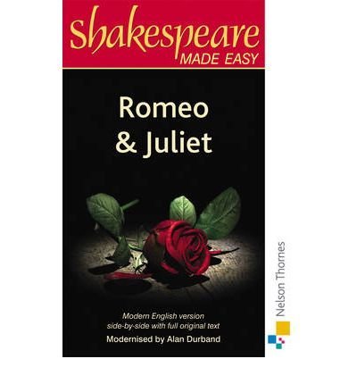 Paperback book cover for “Romeo & Juliet” with a red rose.