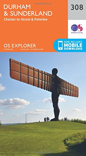 Ordnance Survey Explorer map 308 cover featuring the Angel of the North.