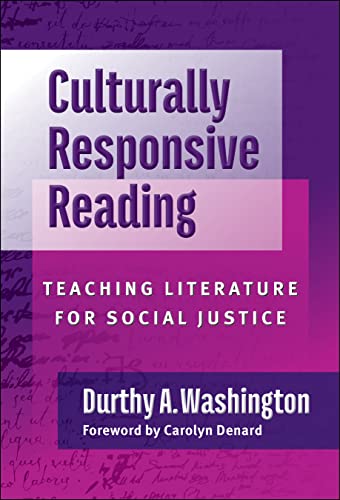 Book cover: "Culturally Responsive Reading" by Durthy A. Washington, purple background.