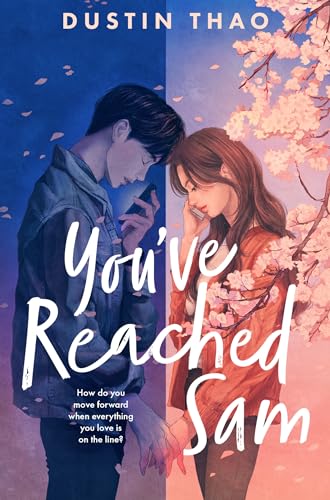 Book cover: two young people on phones, cherry blossoms falling.
