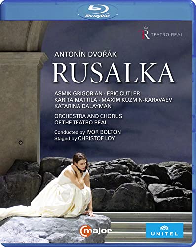Blu-ray cover for Dvorak’s Rusalka opera featuring a woman in a white dress.