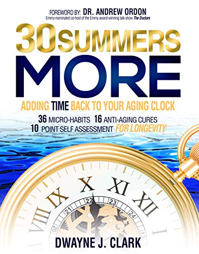 Book cover with gold pocket watch over blue water, title "30 Summers More".
