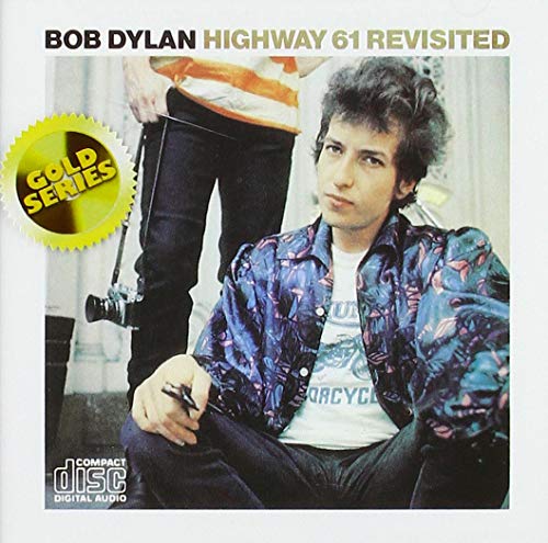 Bob Dylan album cover, "Highway 61 Revisited," with a gold series badge.