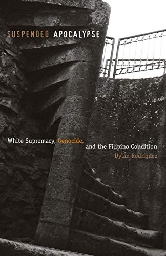 Book cover: "Suspended Apocalypse: White Supremacy" with a stone structure image.