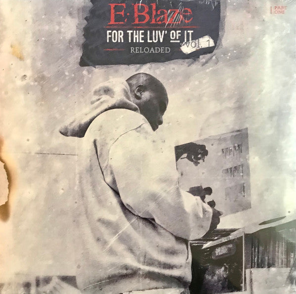 Vinyl record cover: black and white image of a man with turntables.