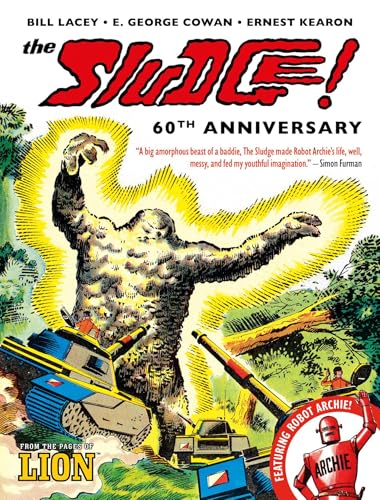 Comic book cover: giant, amorphous monster attacking tanks and Robot Archie.