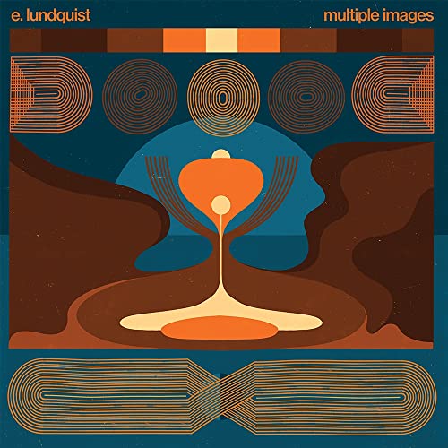 Abstract album cover with orange and brown geometric shapes on teal background.