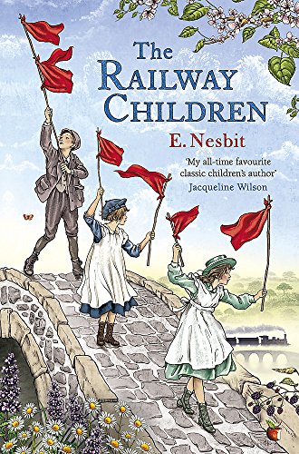 Book cover: children waving red flags on a railway bridge.
