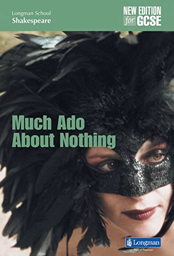 Book cover: "Much Ado About Nothing" with a masked face.