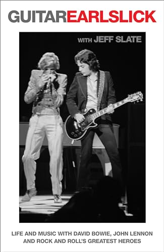 Book cover showing David Bowie playing harmonica and Earl Slick playing guitar on stage.