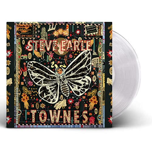 Steve Earle’s “Townes” clear vinyl record with colorful, collage-style cover art.