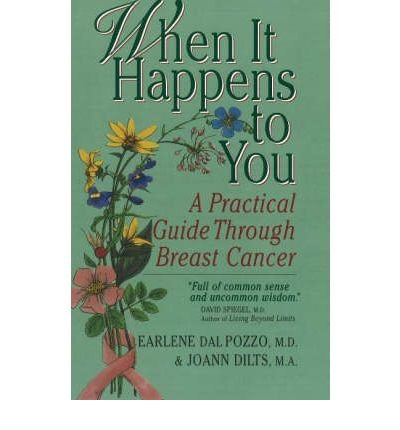 Green book cover, “When It Happens to You,” with flowers and a pink ribbon.