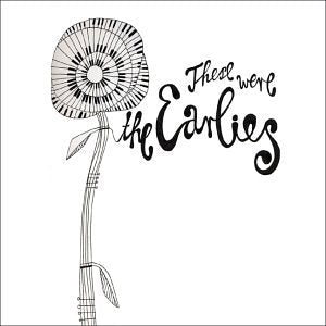Black and white illustration of a piano-flower with album title.