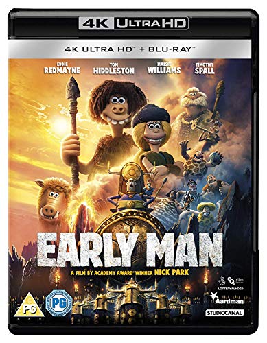 Early Man" Blu-ray cover featuring claymation characters and a prehistoric setting.