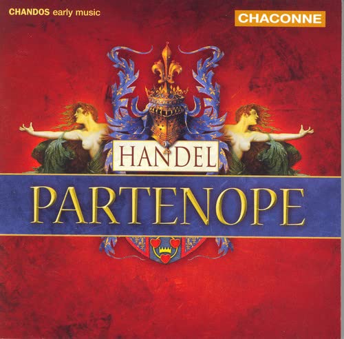 CD cover for Handel’s “Partenope” featuring baroque imagery and figures.