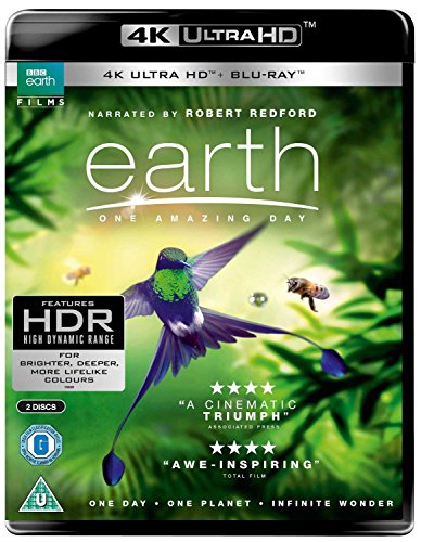 "Blu-ray case with a hummingbird in flight, surrounded by greenery and a bee."