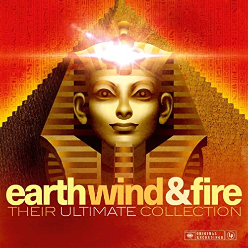 Album cover for Earth, Wind & Fire featuring a pharaoh’s face and pyramid.