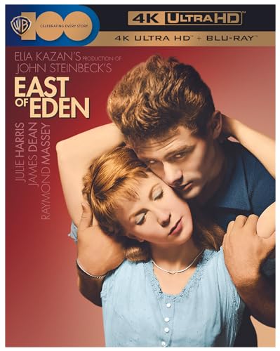 “East of Eden” Blu-ray cover featuring James Dean and Julie Harris in embrace.