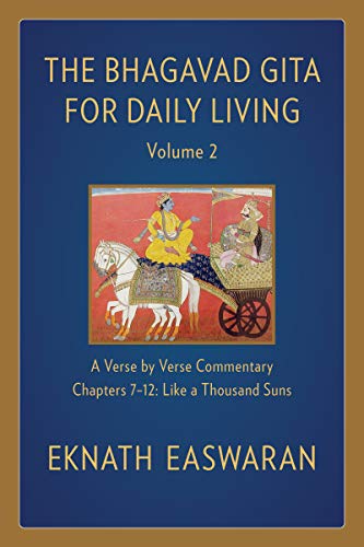 Book cover: “The Bhagavad Gita for Daily Living, Volume 2” with chariot image.