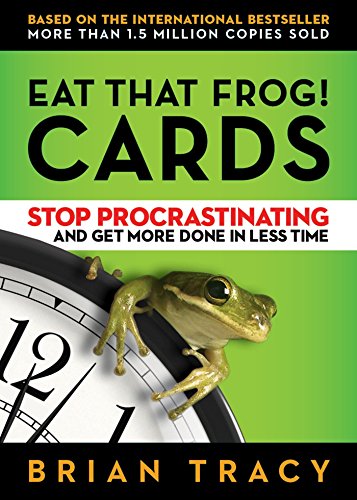Book cover: “Eat That Frog! Cards” with a frog on a clock.