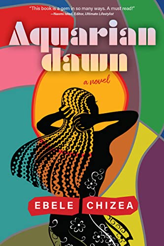 Book cover: “Aquarian Dawn” with silhouette of a woman and colorful swirls.