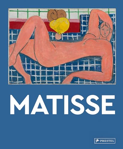 Matisse painting of a reclining nude figure on a blue patterned background.