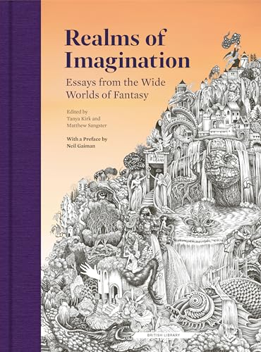 Book cover with detailed, fantastical landscape illustration in black and white.