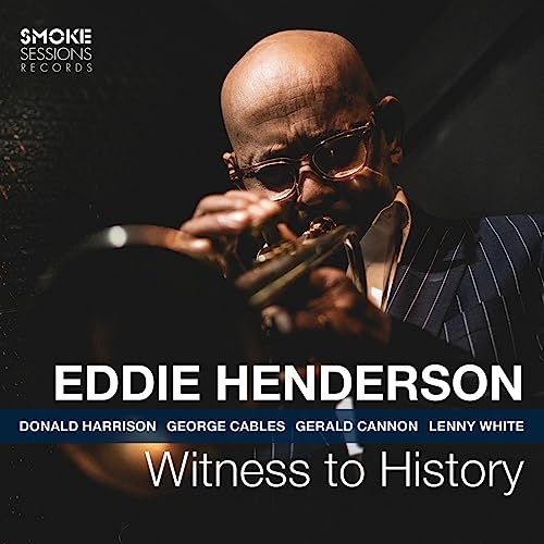 Eddie Henderson playing the trumpet on the cover of his album Witness to History.