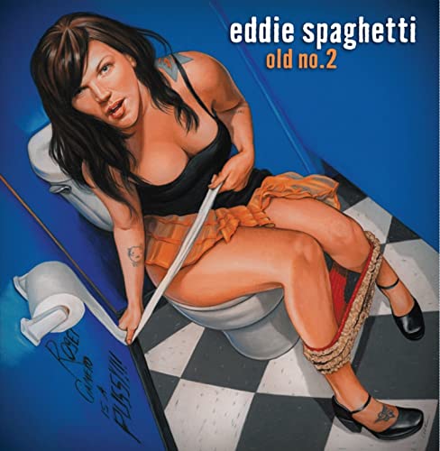 Album cover: woman sitting on a toilet, holding toilet paper.