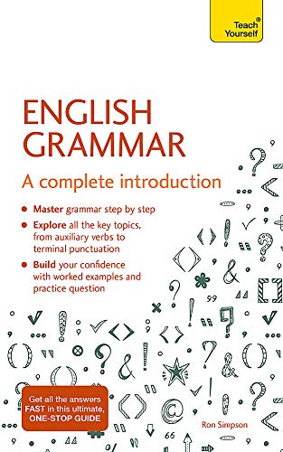 Red English Grammar book cover with handwritten punctuation illustrations.
