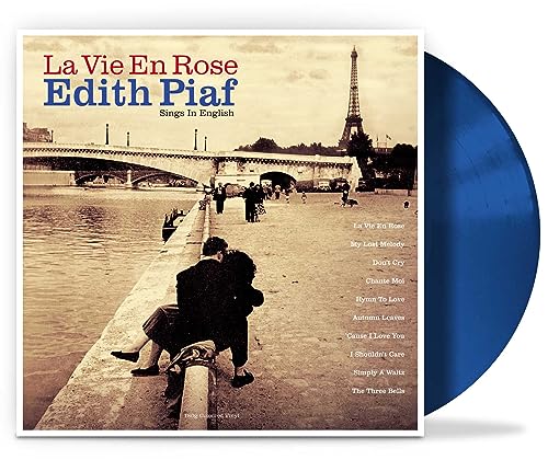 Edith Piaf “La Vie En Rose” vinyl record cover and blue vinyl disc.