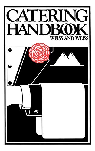 Catering Handbook" book cover with red rose and geometric design.