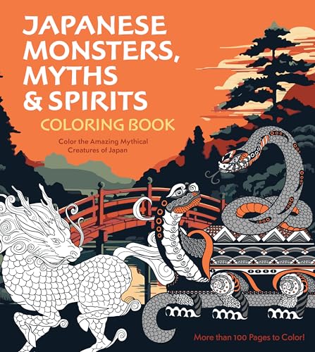 Coloring book cover featuring Japanese dragons and a temple landscape.