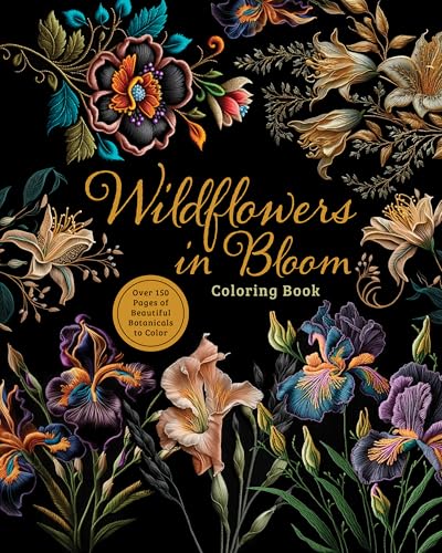 Cover of a coloring book featuring detailed illustrations of wildflowers.