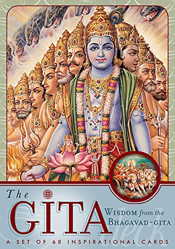 An illustration of Lord Krishna with multiple faces above the title The Gita Deck.