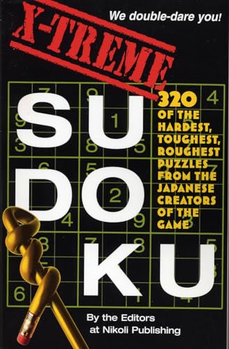 Black Sudoku puzzle book with large white letters and a twisted pencil.