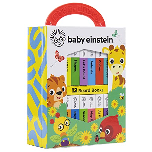 Baby Einstein board book block set with colorful illustrations and handle.