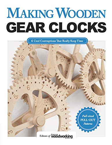 Book cover showing wooden gears and clock mechanisms with the title Making Wooden Gear Clocks.