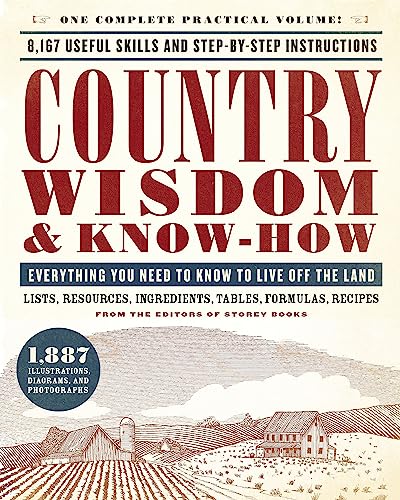 Book cover for Country Wisdom & Know-How featuring a rural farm landscape illustration.