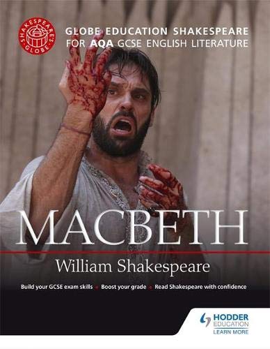 Book cover for Shakespeare’s Macbeth, featuring a distressed man with bloody hands.