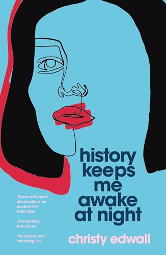 Book cover: stylized face, red lips, and blue background with white text.