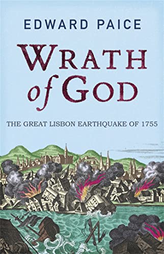 Book cover depicting a burning city and waves, titled “Wrath of God.”
