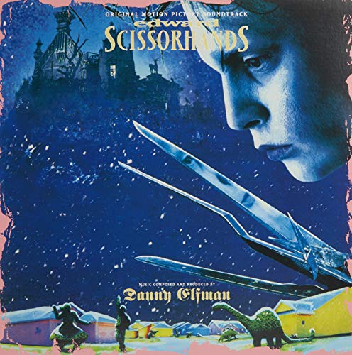 Edward Scissorhands soundtrack vinyl album cover with a blue, textured design.