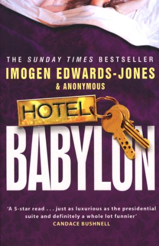 Book cover: "Hotel Babylon" with gold lettering and a key image.