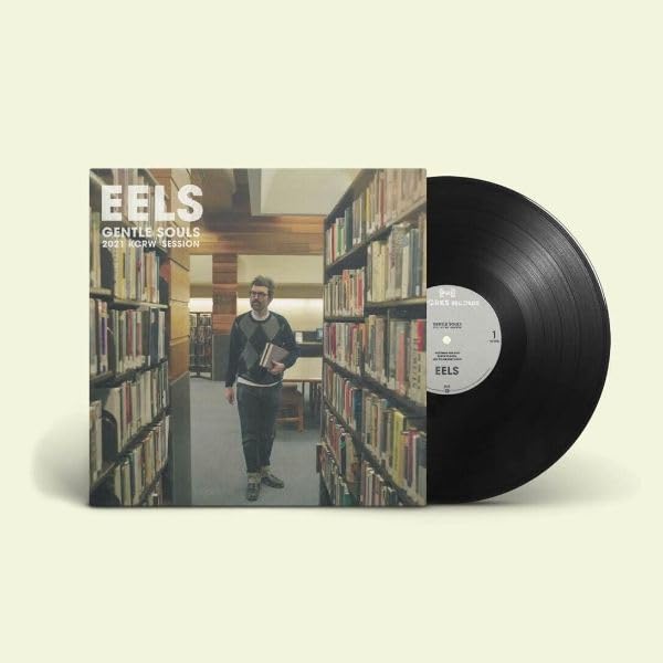 Eels "Gentle Souls" vinyl record with a man in a library.