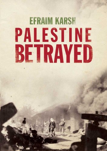Book cover: “Palestine Betrayed” with a blurred, smoky historical image.
