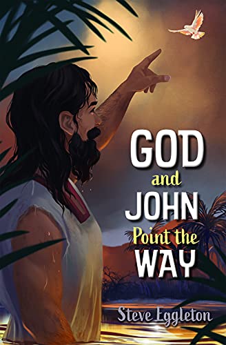 Book cover depicting John the Baptist pointing, with a dove and text.