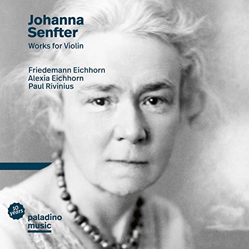 Black and white portrait of Johanna Senfter on a music album cover.