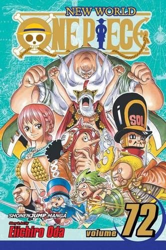 Cover art for One Piece manga volume 72 featuring various characters on teal background.