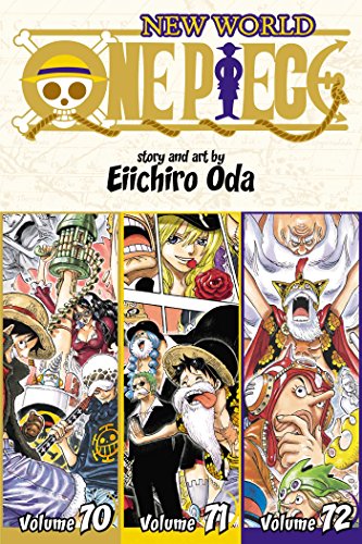 Colorful manga-style comic book cover with pirate characters and ocean scenery, stacked volumes included.